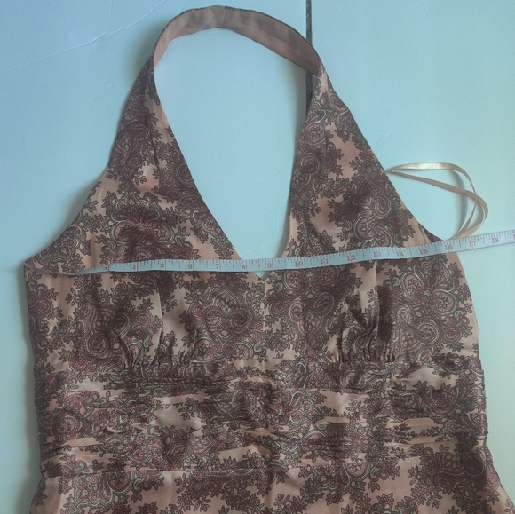 Ann Taylor LOFT 100% Silk semi-formal wedding guest pink halter maxi dress_10 - Picture 10 of 13